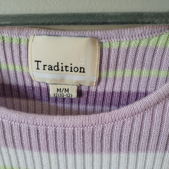 Pastel purple stripe ribbed top 90s tee - Picture 5 of 6